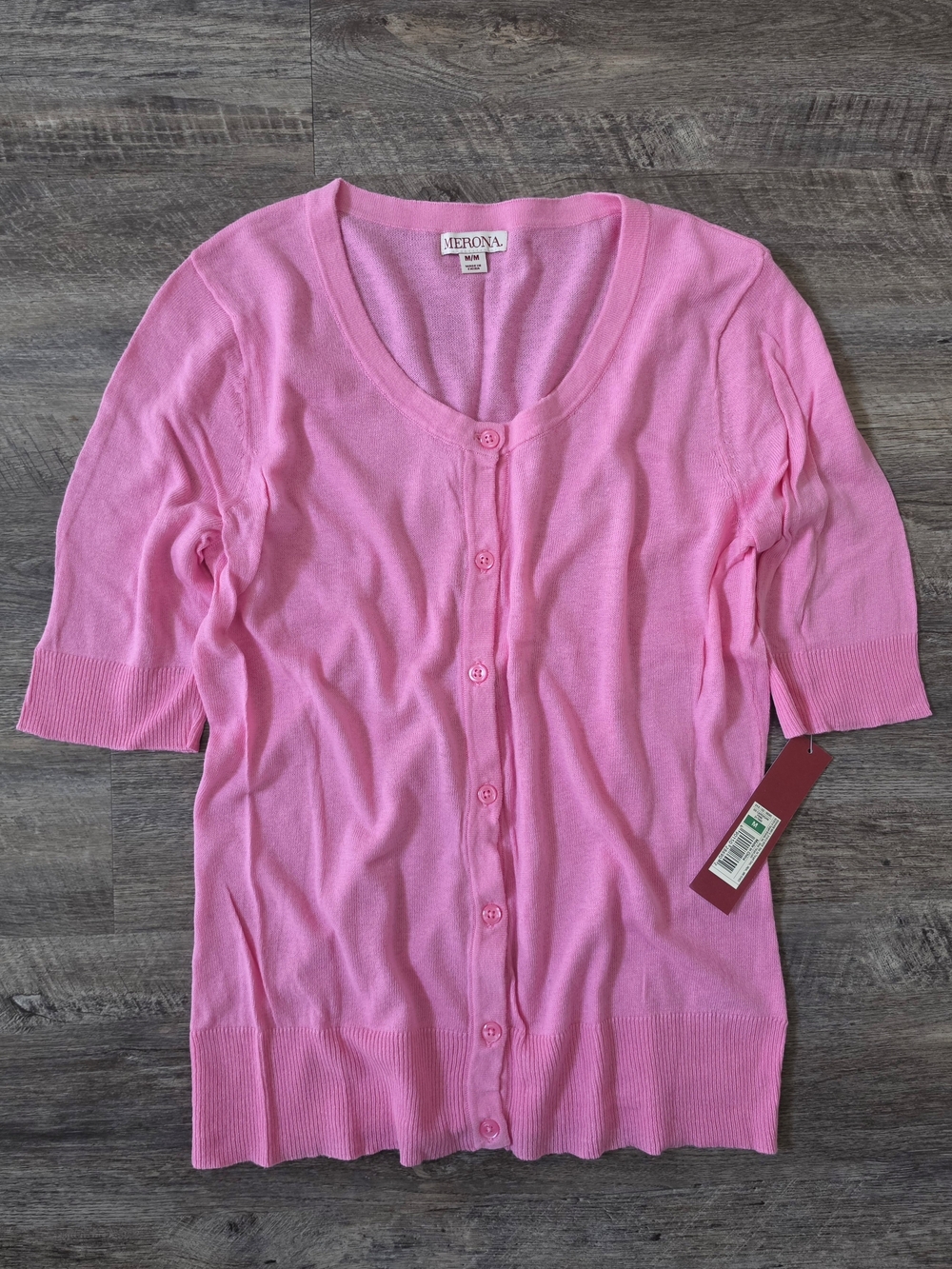 NWT Women's Short-Sleeve Button-Front Cardigan Sweater